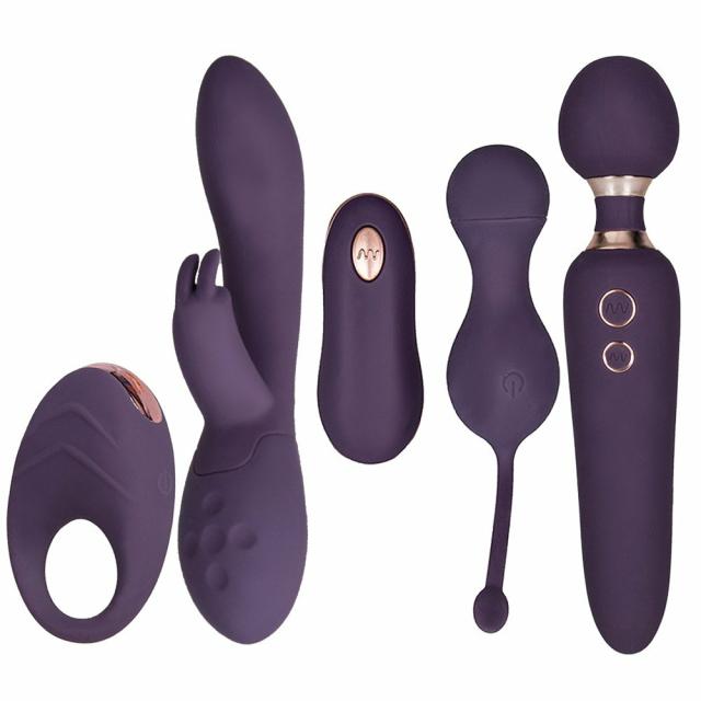 Amethyst Vibrator 4 Piece Collection Cock Rings