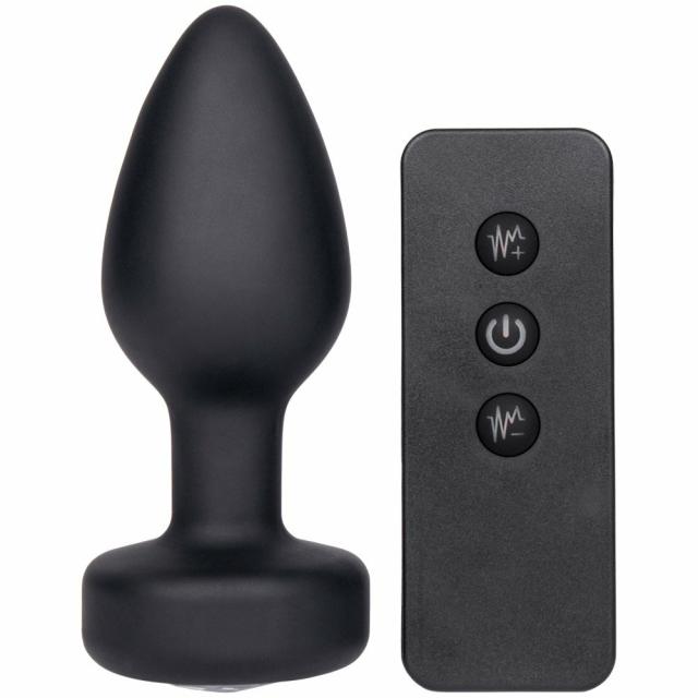 Bejewelled Black Silicone 10 Function Remote Butt Plug – 3 Inch Anal Toys