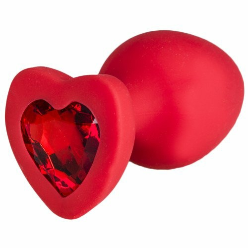 Bejewelled Red Silicone Heart Butt Plug – 2.5, 3 Or 3.5 Inch Butt Plugs