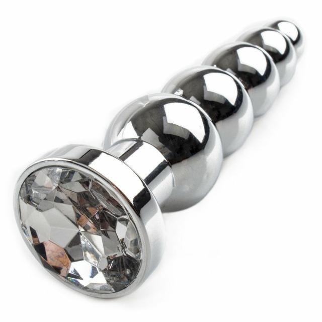 Bejewelled Silver Metal Beaded Butt Plug – 5.5 Inch Butt Plugs