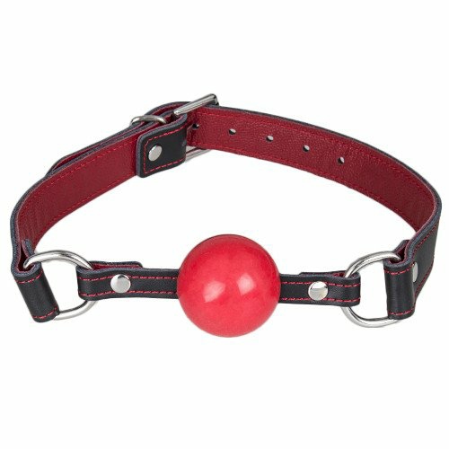 Black And Red Leather Silicone Ball Gag Ball Gags & Mouth Gags