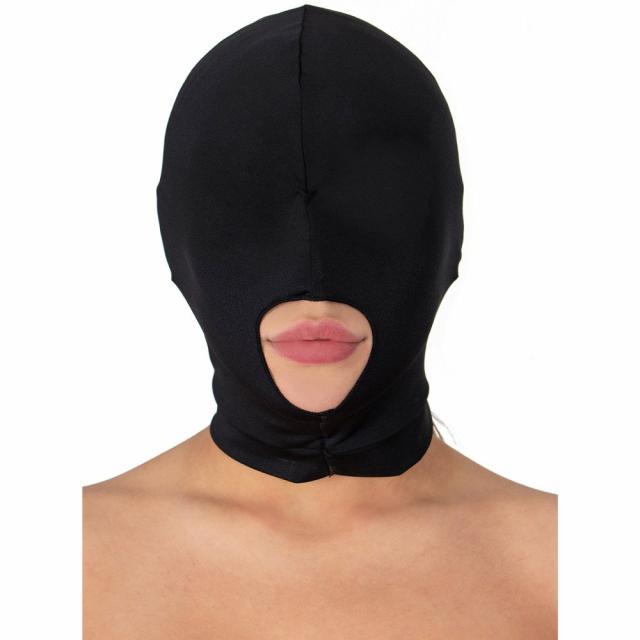 Black Bondage Hood With Mouth Hole Blindfolds, Hoods & Masks