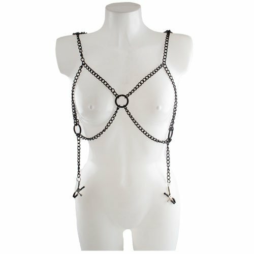 Black Chain Bra With Nipple Clamps Bondage & Fetish