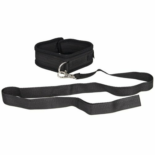 Black Soft Velcro Collar With Leash Bondage & Fetish