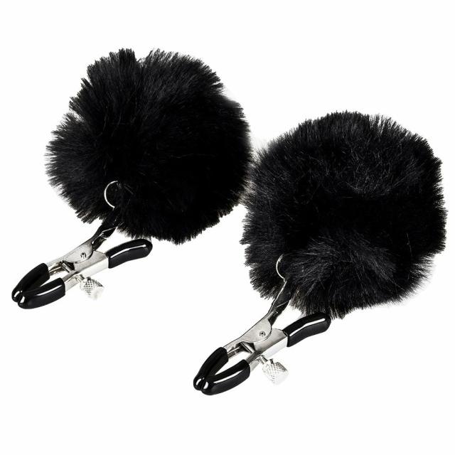 Black Super Furry Nipple Clamps Nipple Toys & Clit Toys