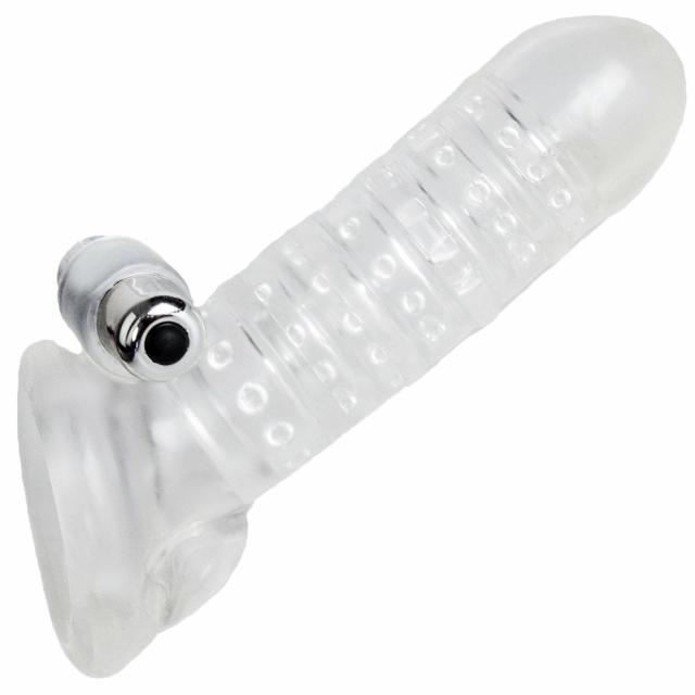 Clear Textured Vibrating Cock Sleeve With Ball Strap Cock Sleeves