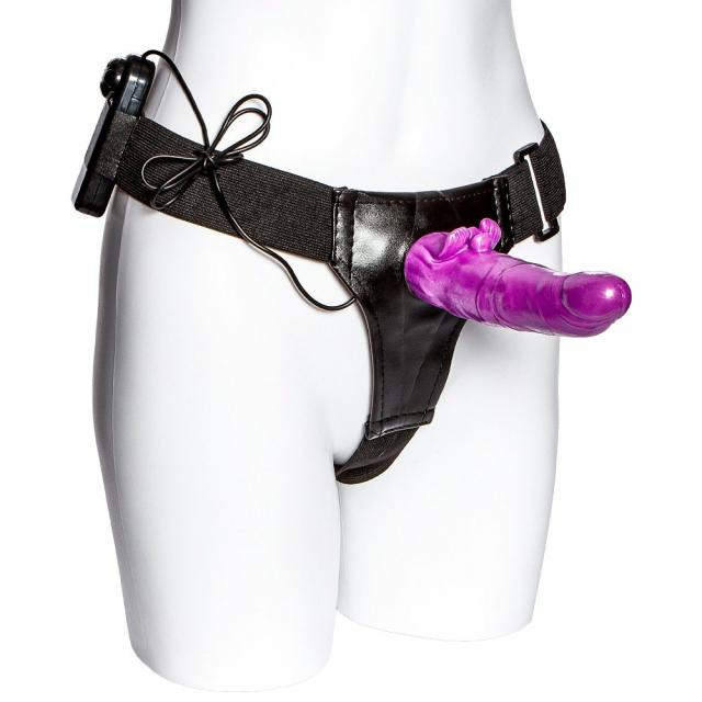 Electric Purple Unisex Hollow Vibrating Strap-On – 7 Inch Cock Sleeves