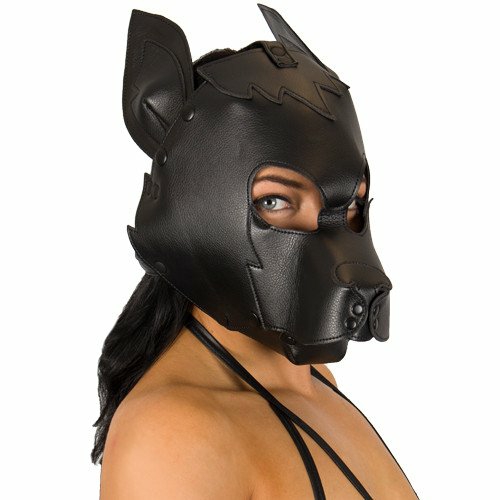 Faux Leather Pup Play Bondage Hood Blindfolds, Hoods & Masks