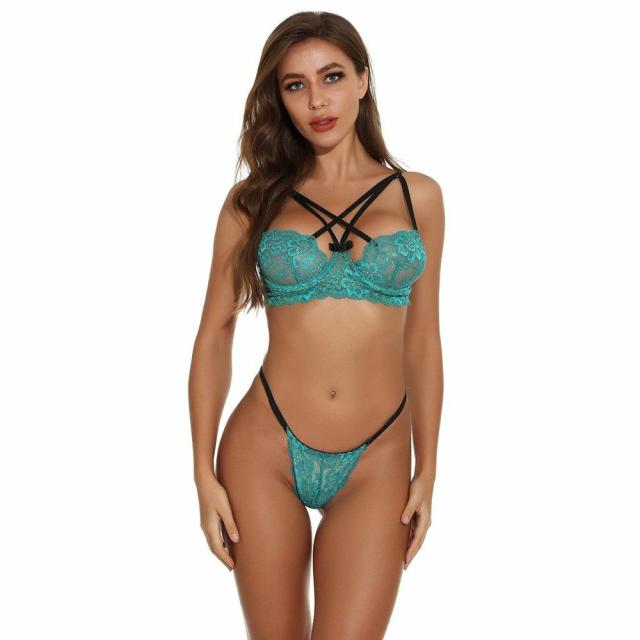 Flirt Green Lace Harness Bra And Knicker Lingerie & Underwear