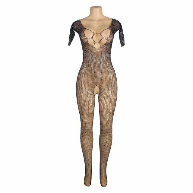 Flirt Off-The-Shoulder Crotchless Diamante Bodystocking Lingerie & Underwear