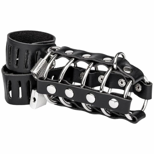 Gates Of Hell Chastity Cage With Padlocked Cock Ring & Ball Strap Bondage & Fetish