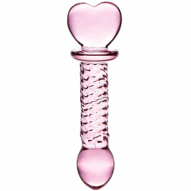 Glass Pink Heart Swirl Butt Plug – 6.5 Inch Butt Plugs