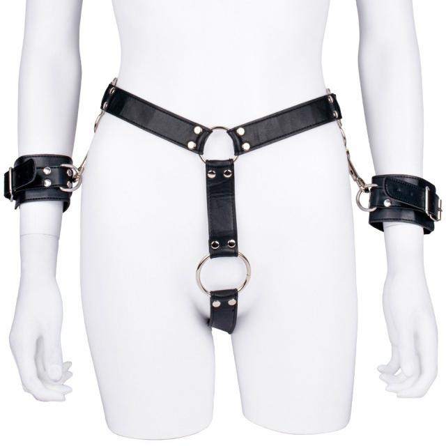 Hands Off! Cock Ring Chastity Belt With Handcuffs Bondage & Fetish