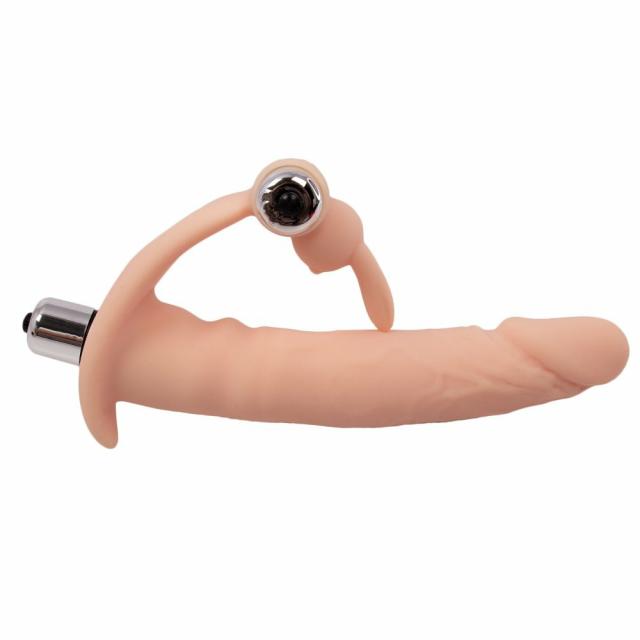 Light Tone Dual Penetration Vibrating Strap-On – 6.5 Inch Anal Toys