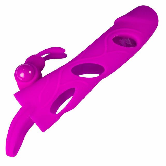 Magenta Silicone Vibrating Rabbit Cock Sleeve Cock Sleeves