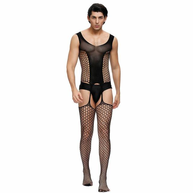 Man Black Fishnet Suspender Bodystocking Lingerie & Underwear