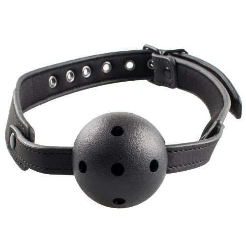 Matte Pu Black Vented Ball Gag Ball Gags & Mouth Gags