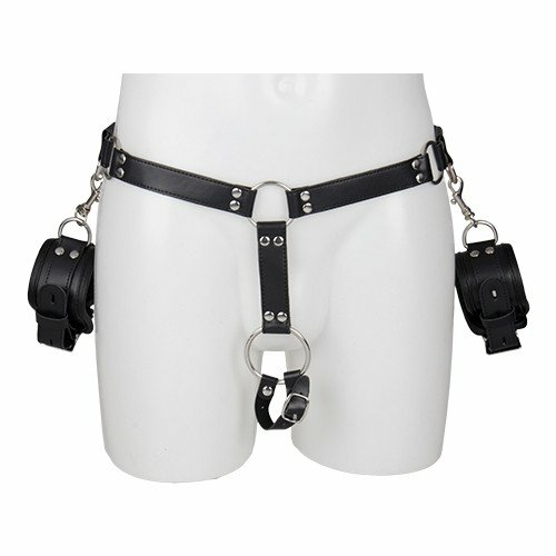 Men’S Faux Leather Penis And Wrist Restraint Bondage & Fetish