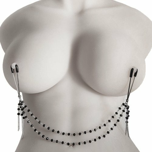 Onyx Beaded Chain Sliding Nipple Clips Nipple Toys & Clit Toys