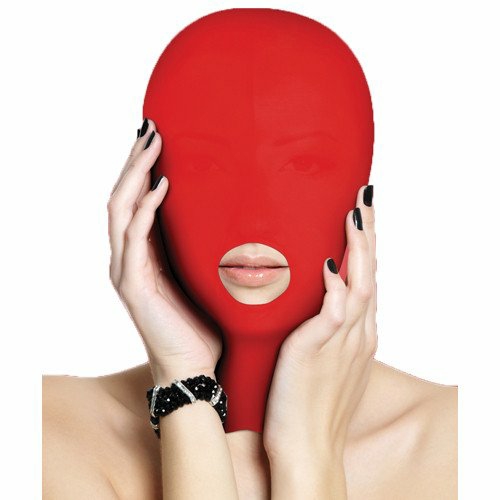 Ouch! Red Bondage Hood With Mouth Hole Blindfolds, Hoods & Masks