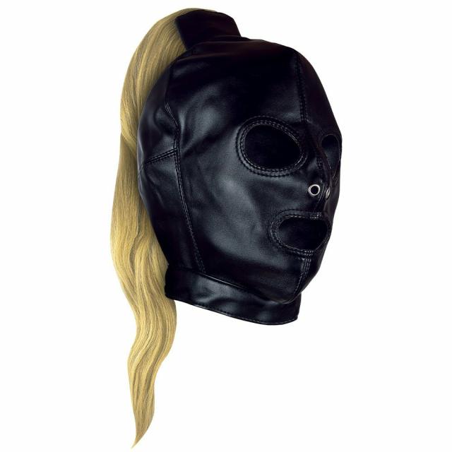 Ouch! Xtreme Open Mouth & Eyes Hood With Blonde Ponytail Ball Gags & Mouth Gags