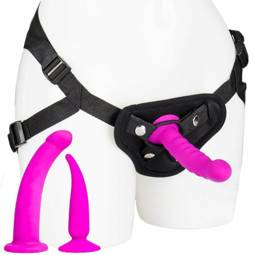 Pink Silicone 4 Piece Strap-On Training Set Sex Toy Sets & Bundles