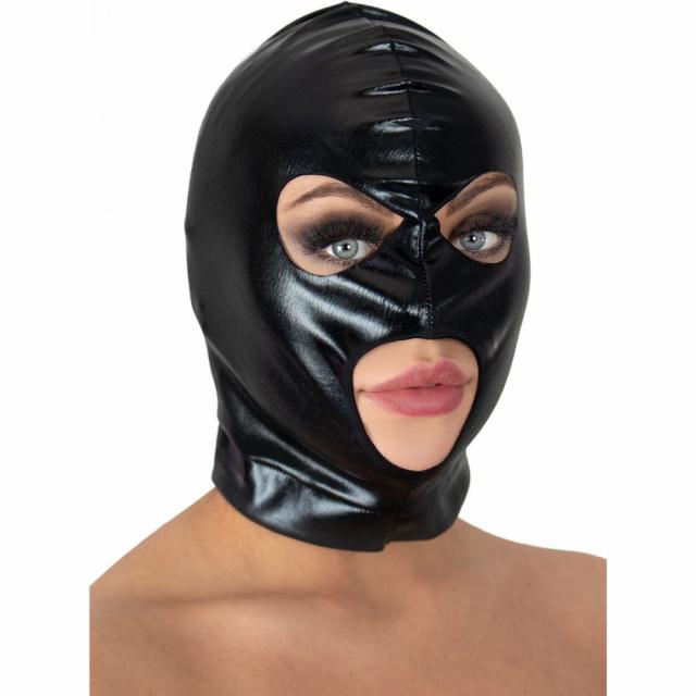 Pvc Open Mouth And Eyes Bondage Hood Blindfolds, Hoods & Masks