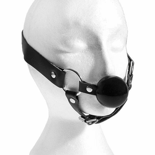 Real Leather Ball Gag With Chin Strap Ball Gags & Mouth Gags