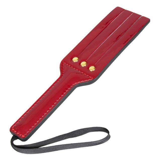 Red Delicious Patent Faux Leather Tawse Paddle – 9 Inch Bondage & Fetish