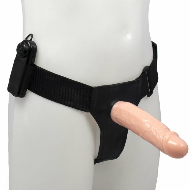 Rendezvous Light Tone Unisex Hollow Vibrating Strap-On – 7 Inch Cock Sleeves