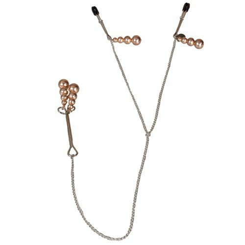 Rose Gold Beaded Tweezer Nipple And Clit Clamps Nipple Toys & Clit Toys