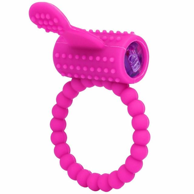 Rub And Tug Purple Silicone Vibrating Cock Ring Cock Rings