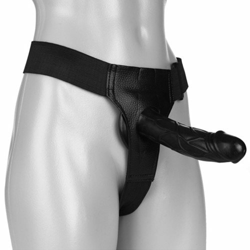 Stiff Competition Black Unisex Hollow Strap-On – 6 Inch Cock Sleeves