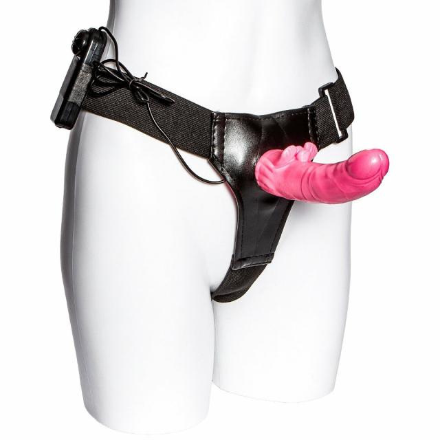 Ultrasex Pink Unisex Hollow Vibrating Strap-On – 7 Inch Cock Sleeves