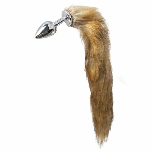 Vixen Natural Faux Fur Stainless Steel Tail Butt Plug Anal Toys