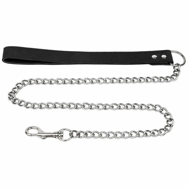 Black Nubuck Leather Chain Leash Bondage & Fetish