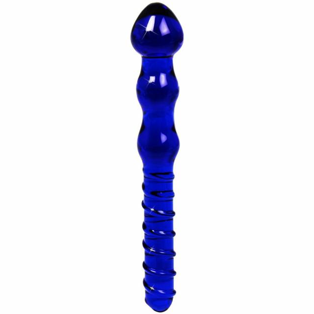 Glass Blue Ripple And Spiral Dual-Sided Dildo – 8 Inch Dildos